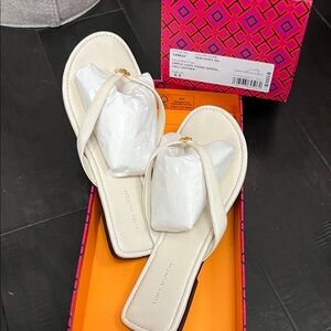 Tory Burch Cream Leather Sandals